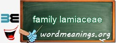 WordMeaning blackboard for family lamiaceae